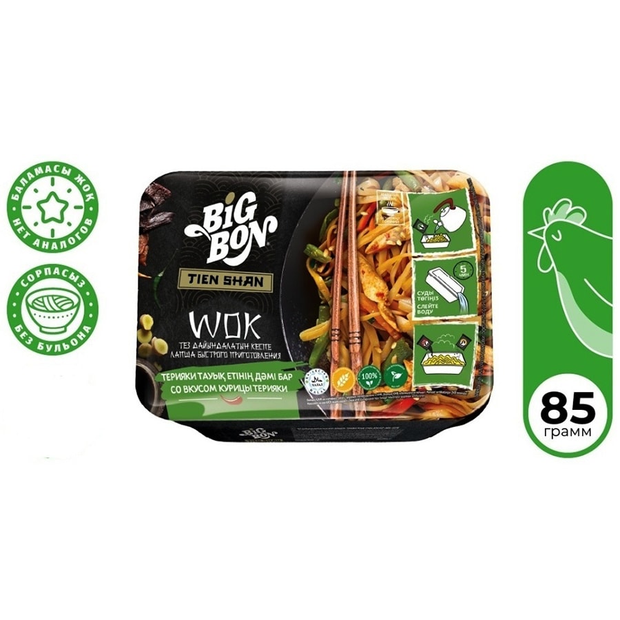 Big Bon лапша Tien Shan со вкусом курицы терияки 85 г.